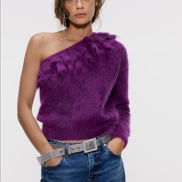 NWT Zara Asymmetrical Purple Sweater - Picture 1 of 7
